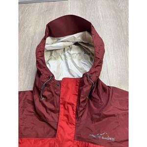 Eddie Bauer WeatherEdge Rain Jacket Mens Medium Red Waterproof Coat Burgundy Red